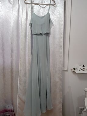 Mori Lee Light Sage Green Chiffon Maxi Dress